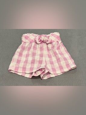 Pink Gingham Paperbag Waist Shorts